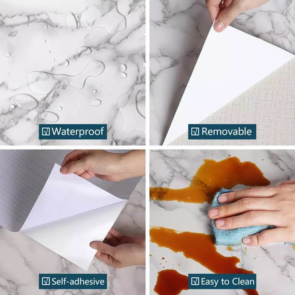 High Gloss Marble Contact Paper Peel & Stick Wallpaper