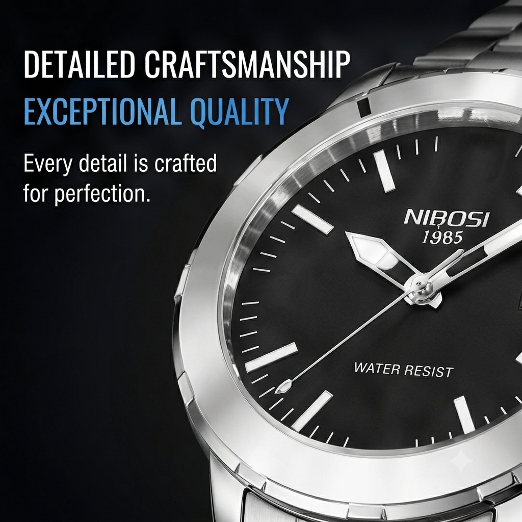 Men's Quartz Business Watch with Luminous Display & Calendar