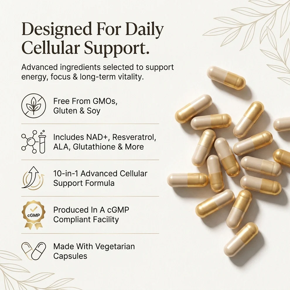 10 in 1 Liposomal NAD+ Support Complex Daily Antioxidant Supplement