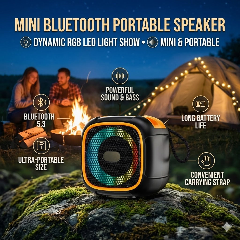 Mini Bluetooth Portable Speaker – RGB LED Wireless Music Speaker