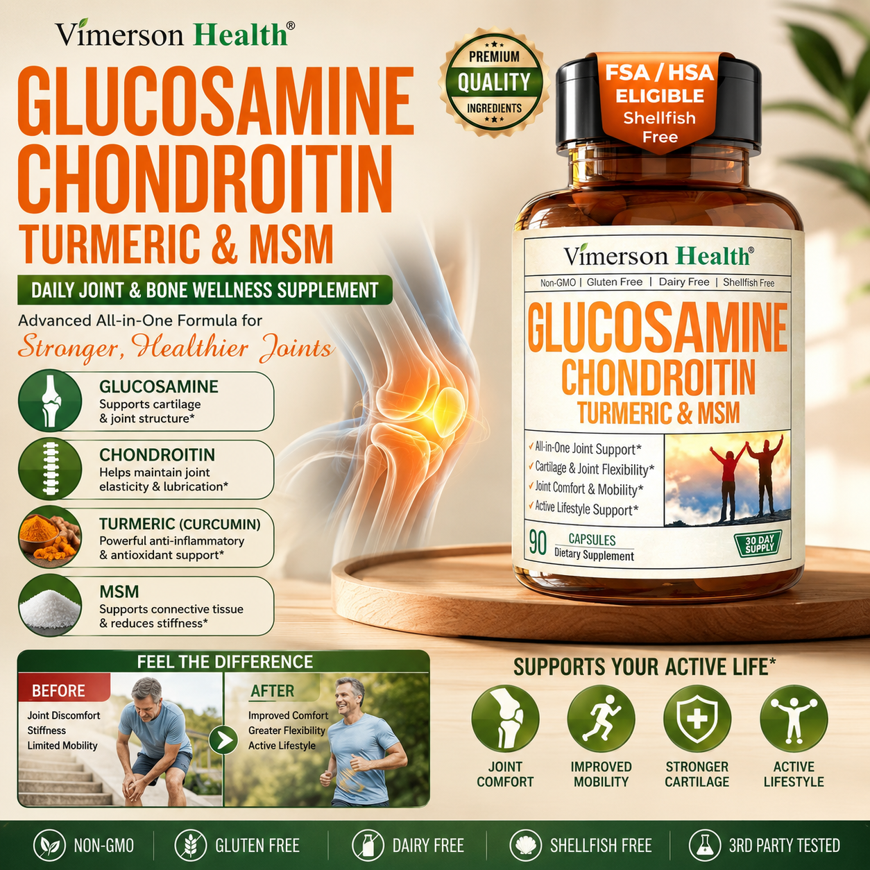 Glucosamine, Chondroitin & Turmeric Curcumin Capsules