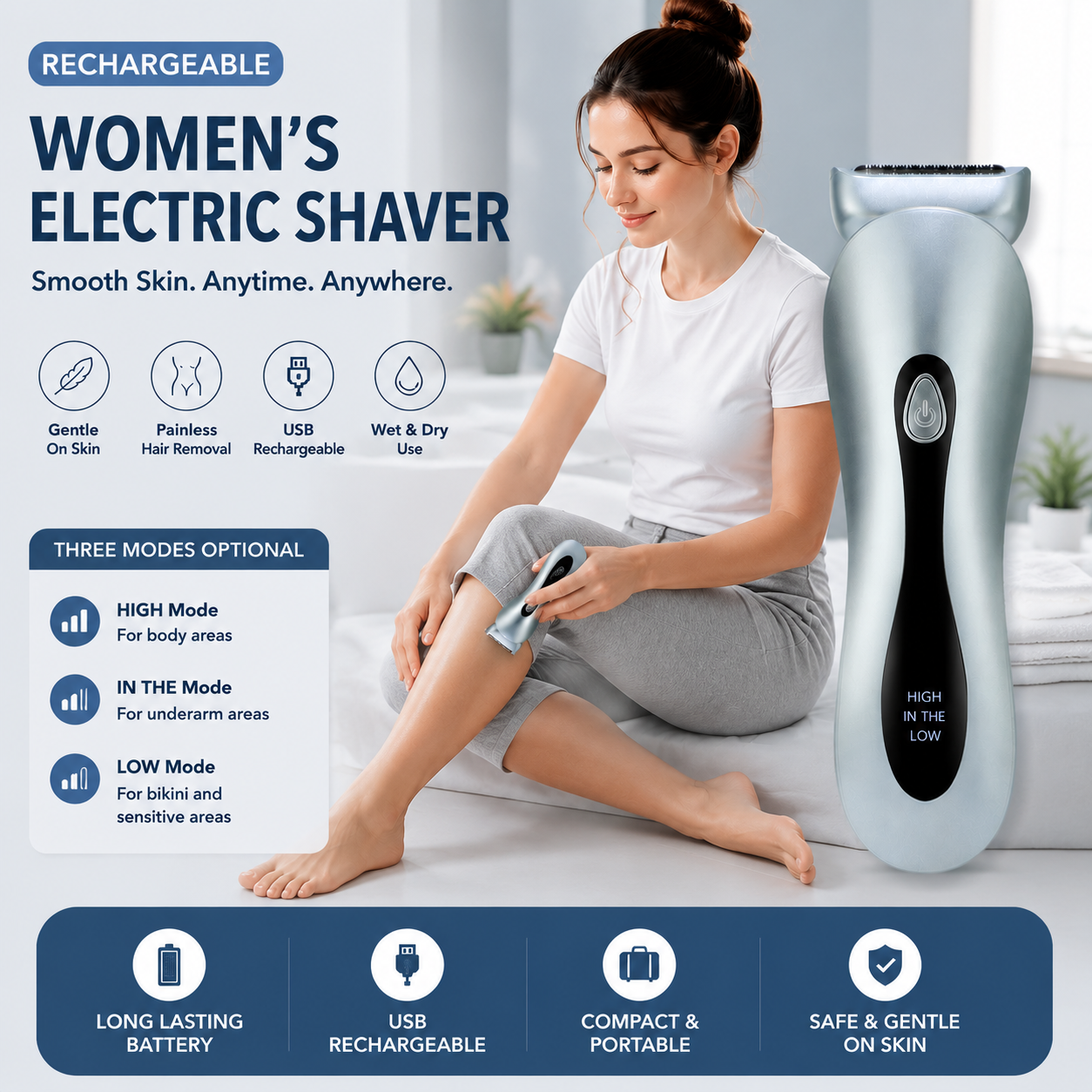 Women's Electric Shaver Wireless Body Hair Removal Razor