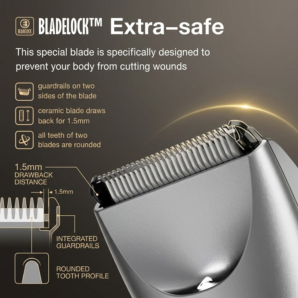 Electric Groin Hair Trimmer for Men – Waterproof Body Groomer with Ceramic Blades for Gentle Grooming