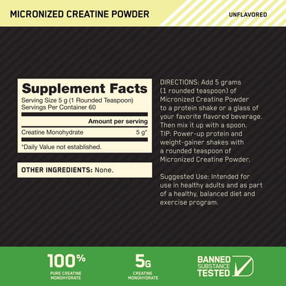 Pure Creatine Monohydrate Powder Pre & Post Workout Supplement