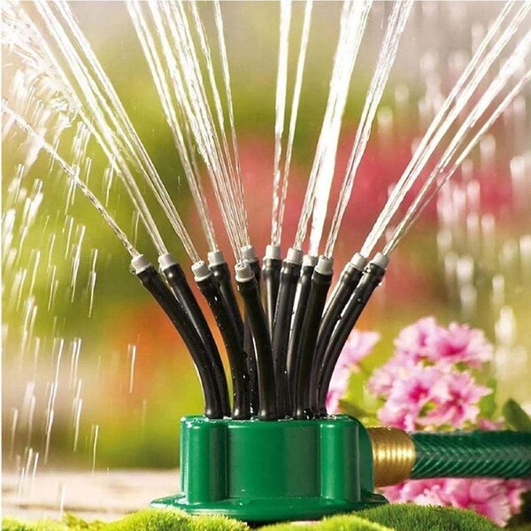 360° Multi-Head Garden Sprinkler – Full Coverage Watering System
