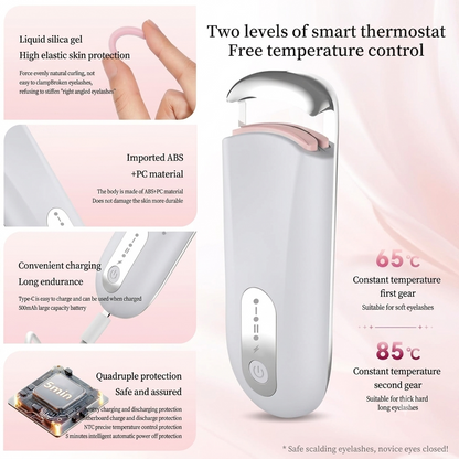 Portable Heated Eyelash Curler – Battery-Powered Electric Lash Curler for Long-Lasting Curl