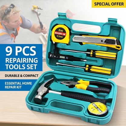 9 Piece Tool Kit – Screwdriver Set with Digital Multimeter & Hammer for Home & Auto Repairs