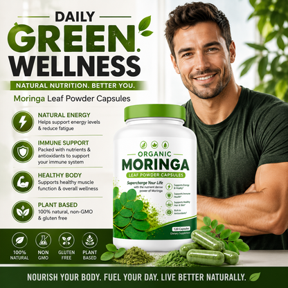 Moringa Capsules – Natural Plant-Based Multivitamin with Amino Acids for Daily Wellness Support