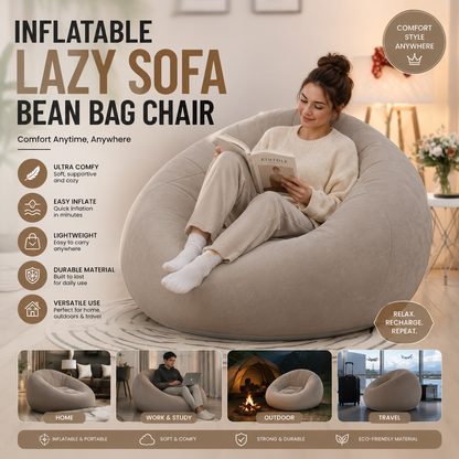Inflatable Lazy Sofa Couch – Portable Air Lounge Bean Bag Chair for Indoor & Outdoor Relaxation