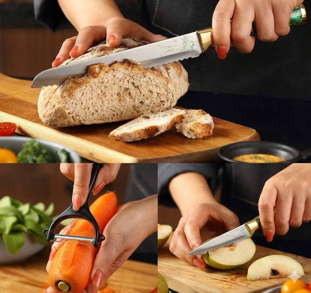 Japanese Style Stainless Steel Knife Set – 6 Piece Kitchen Gift Box