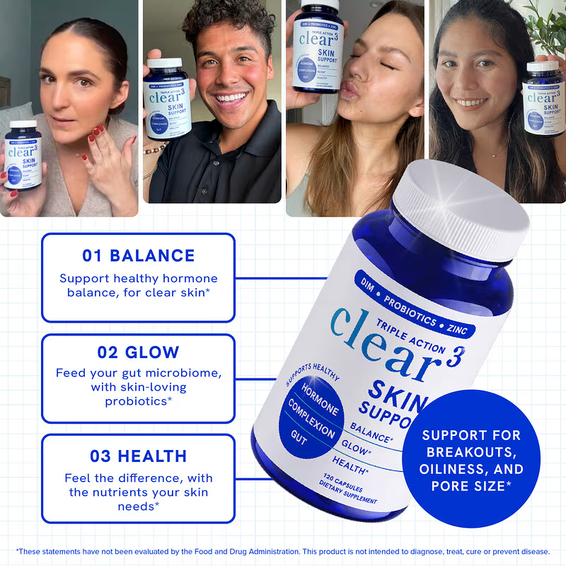 Skin Support Supplement with Zinc & Probiotics for Adults (60 Capsules)