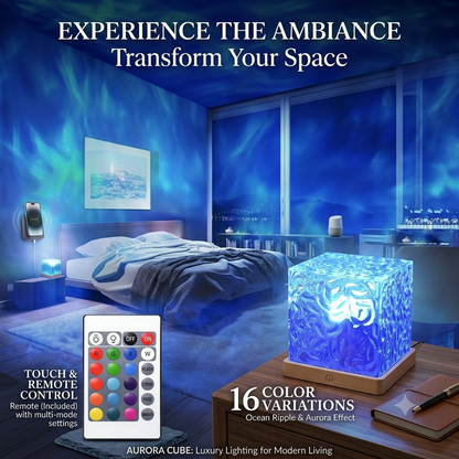 USB LED Water Ripple Lamp – Square Acrylic Multi-Color Ambient Light for Modern Home Décor
