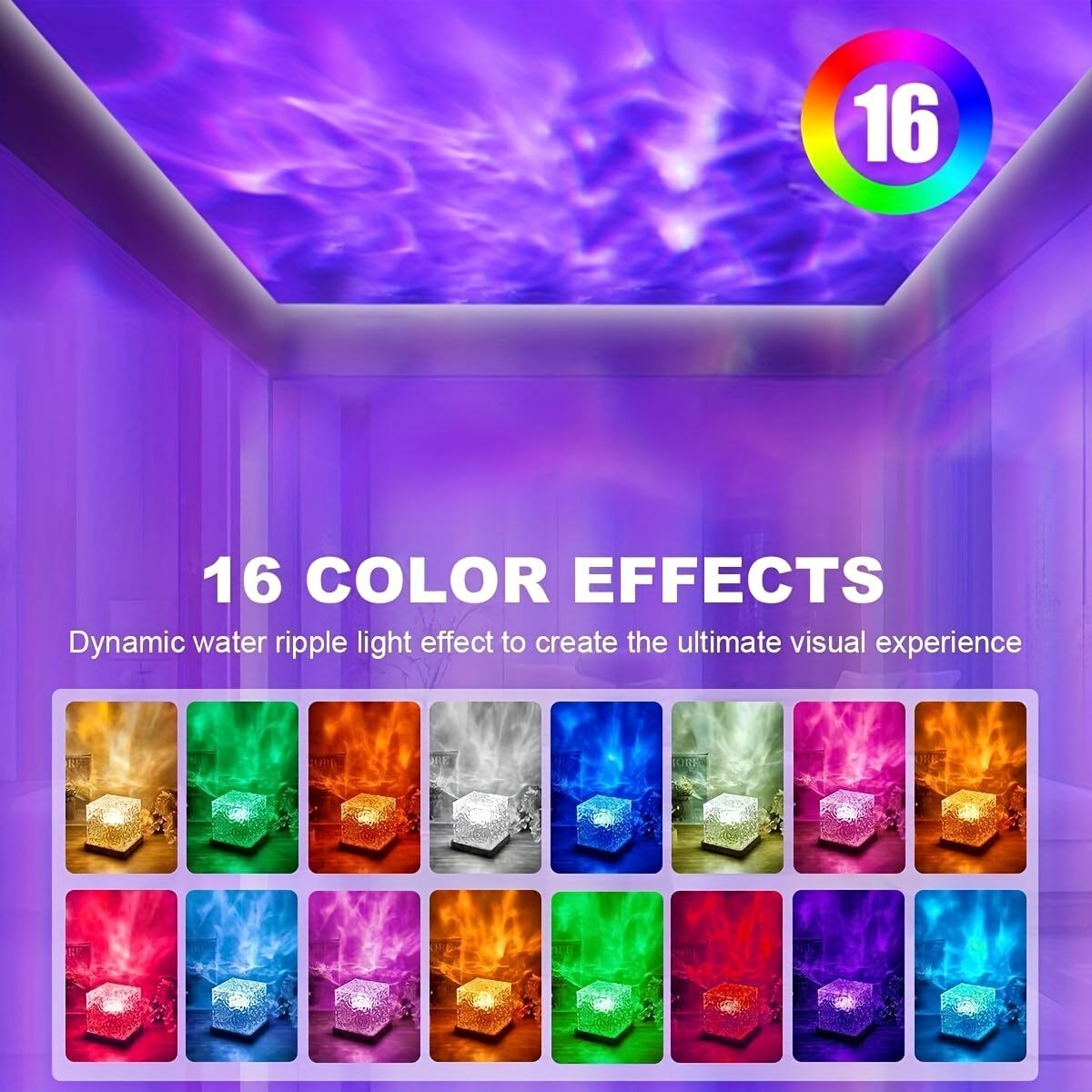 USB LED Water Ripple Lamp – Square Acrylic Multi-Color Ambient Light for Modern Home Décor
