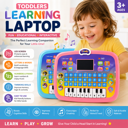Toddler Laptop Piano Learning Tablet – Educational LED Musical Toy for Kids