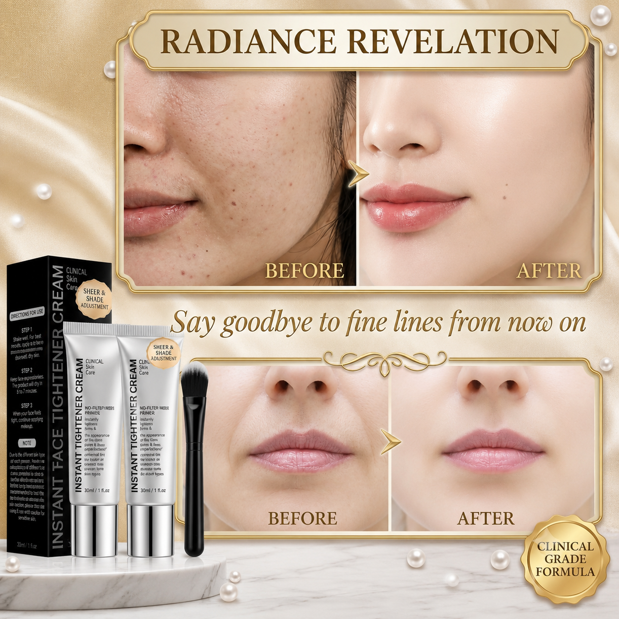 Quick-Acting Facial Firming Cream Primer – Lightweight Moisturizing Makeup Base for a Smooth, Radiant Look