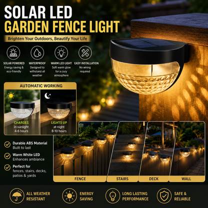 Solar LED Garden Fence Light – Waterproof Outdoor Wall & Stair Light for Yard, Patio & Walkway
