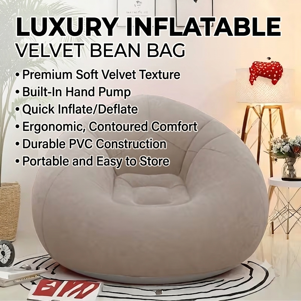Inflatable Lazy Sofa Couch – Portable Air Lounge Bean Bag Chair for Indoor & Outdoor Relaxation