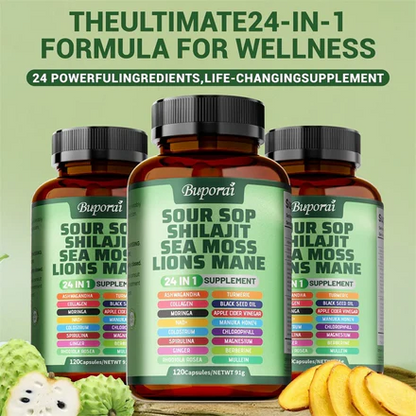 24 in 1 Superfood Capsules – Immune, Gut & Brain Support Blend
