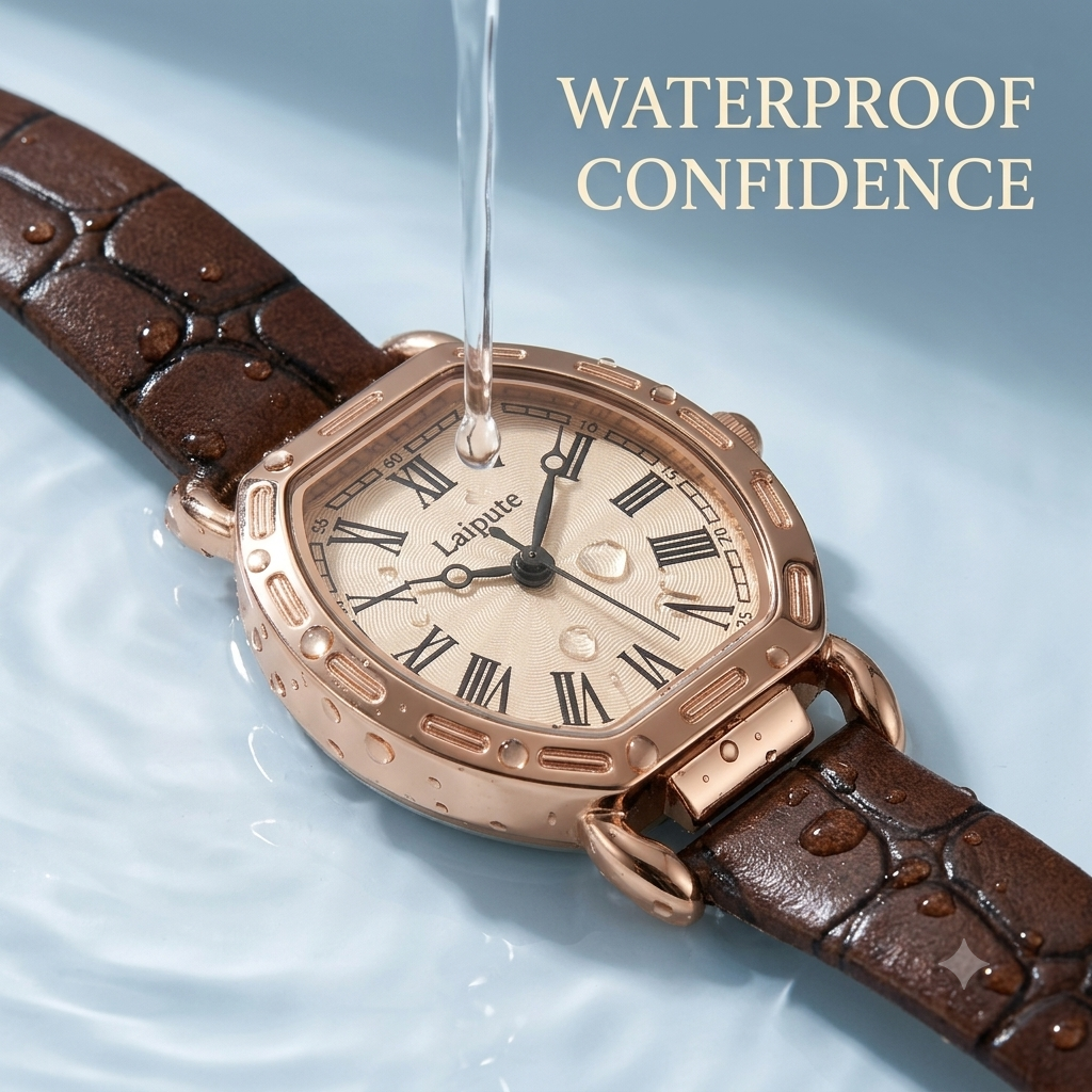 Laipute Women's Classic Quartz Watch – Elegant Waterproof Leather Strap Wristwatch