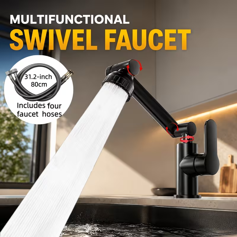 Deck Mounted Bathroom Faucet Wash Basin Tap with Ceramic Valve Core
