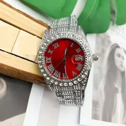 Men’s Iced-Out Quartz Watch – Luxury Crystal Diamond Style