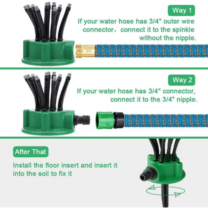 360° Multi-Head Garden Sprinkler – Full Coverage Watering System