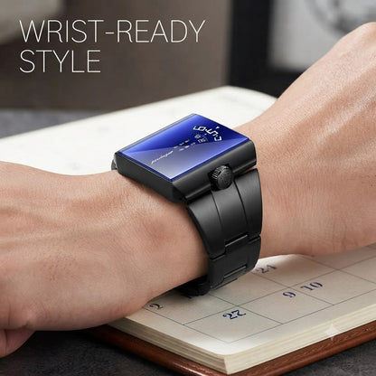 Men's Rectangular Stainless Steel Elegant Black Wristwatch