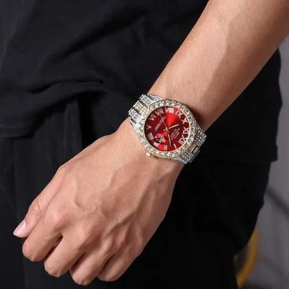 Men’s Iced-Out Quartz Watch – Luxury Crystal Diamond Style