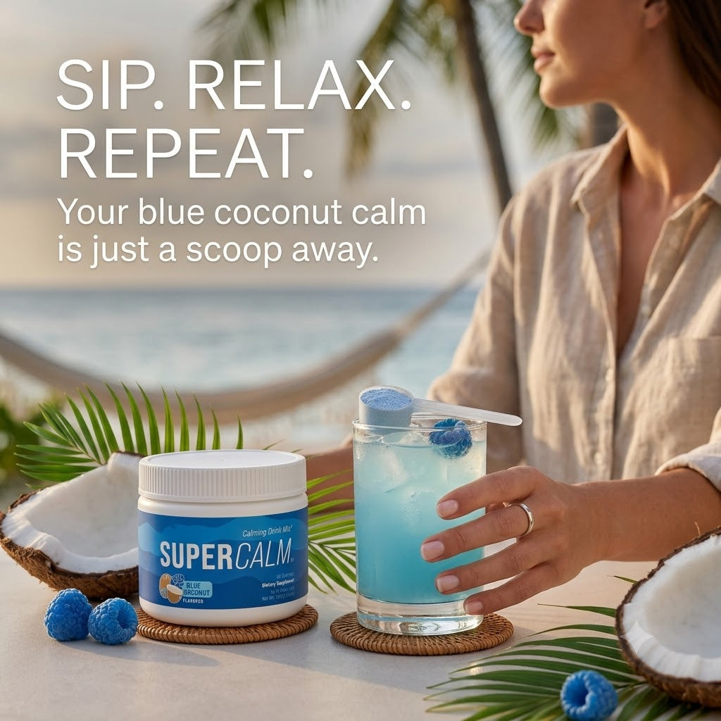 SuperCalm Magnesium Glycinate Drink Mix Blue Coconut Flavored
