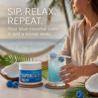 SuperCalm Magnesium Glycinate Drink Mix Blue Coconut Flavored