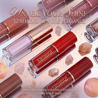 12 Color Lip Gloss Set Matte & Pearl Finish
