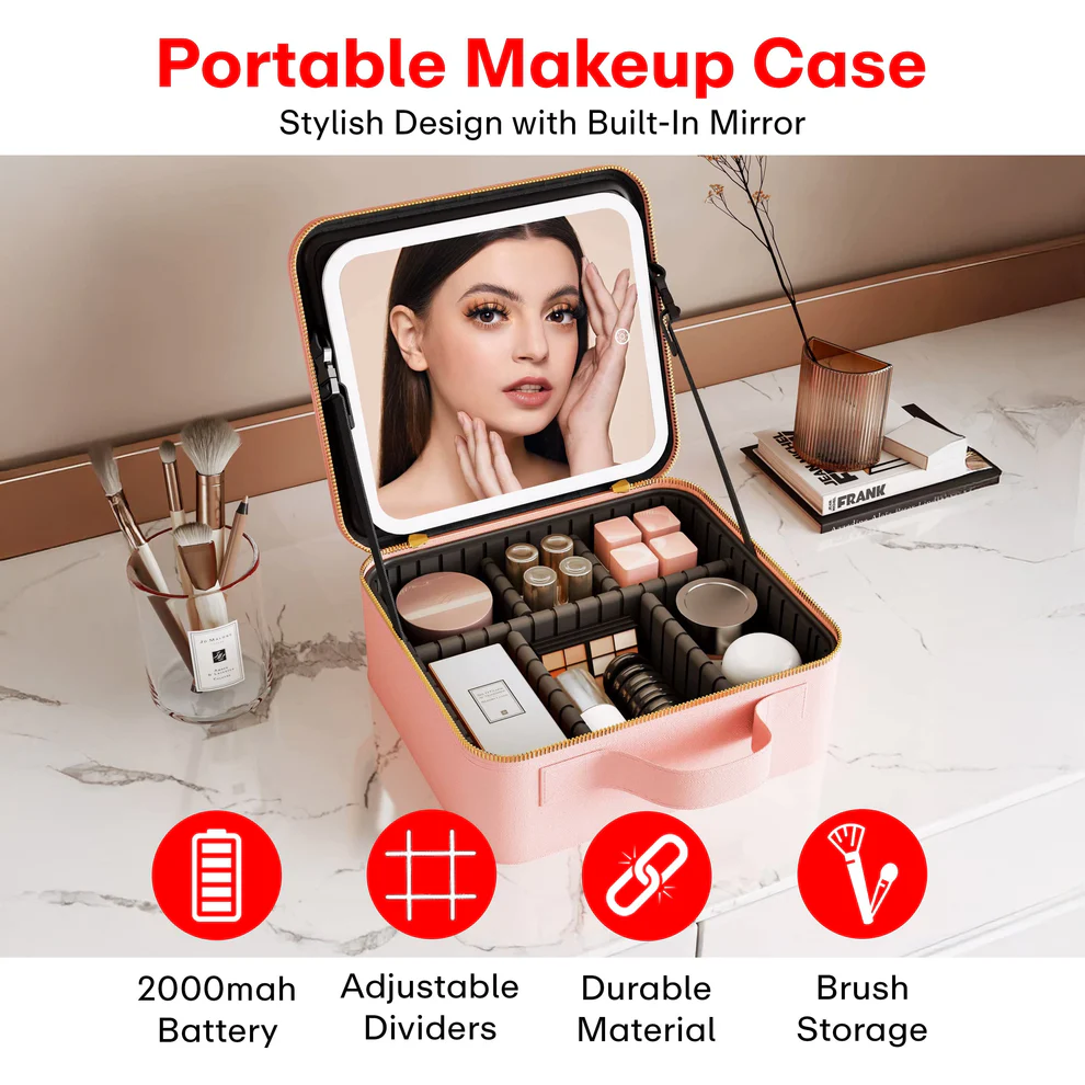 Women's Smart LED Makeup Bag –  Waterproof with LED Mirror