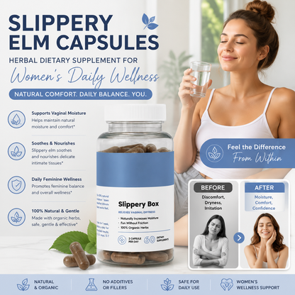 Slippery Elm Capsules Herbal Dietary Supplement for Women's Daily Wellness