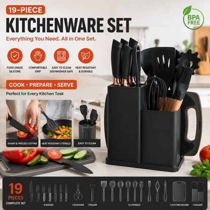 19 Piece Silicone Mold & Plastic Knife Set Kitchen Cutting Tool Kit