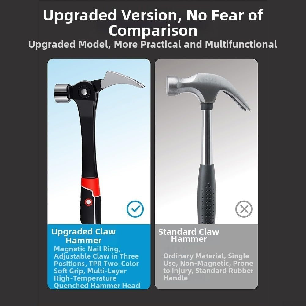 Deformable Multifunctional Claw Hammer — Forged Carbon Steel