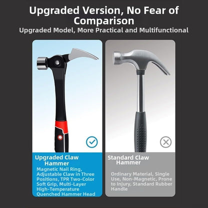 Deformable Multifunctional Claw Hammer — Forged Carbon Steel
