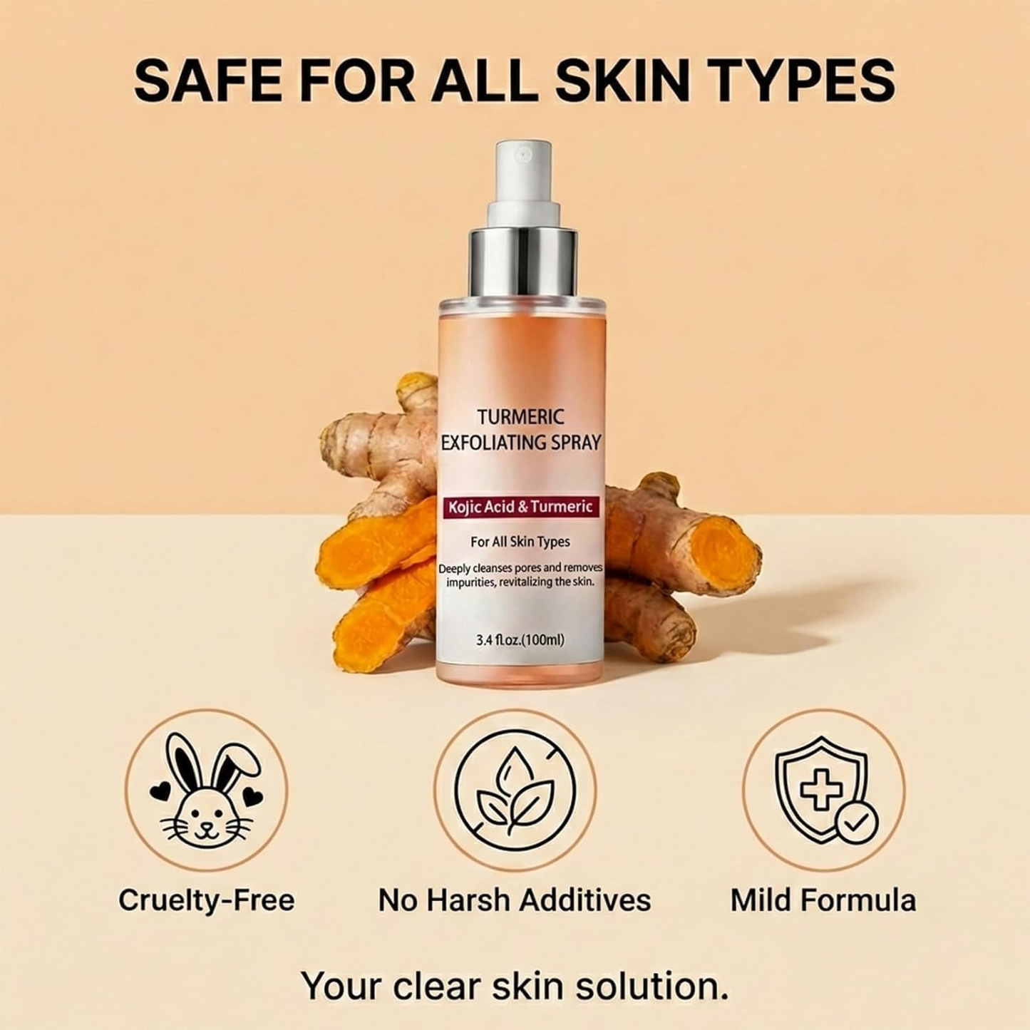 Turmeric Exfoliating Body Spray – Hydrating & Moisturizing Skin Care Spray