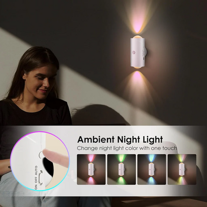 Rechargeable Motion Sensor LED Wall Lamp – RGB Ambient Night Light