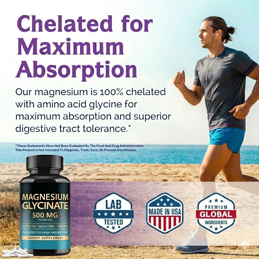 Magnesium Glycinate Capsules – Sugar-Free Vegan Relaxation & Mood Support
