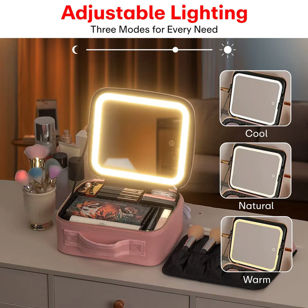 Women's Smart LED Makeup Bag –  Waterproof with LED Mirror