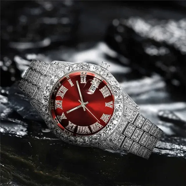 Men’s Iced-Out Quartz Watch – Luxury Crystal Diamond Style