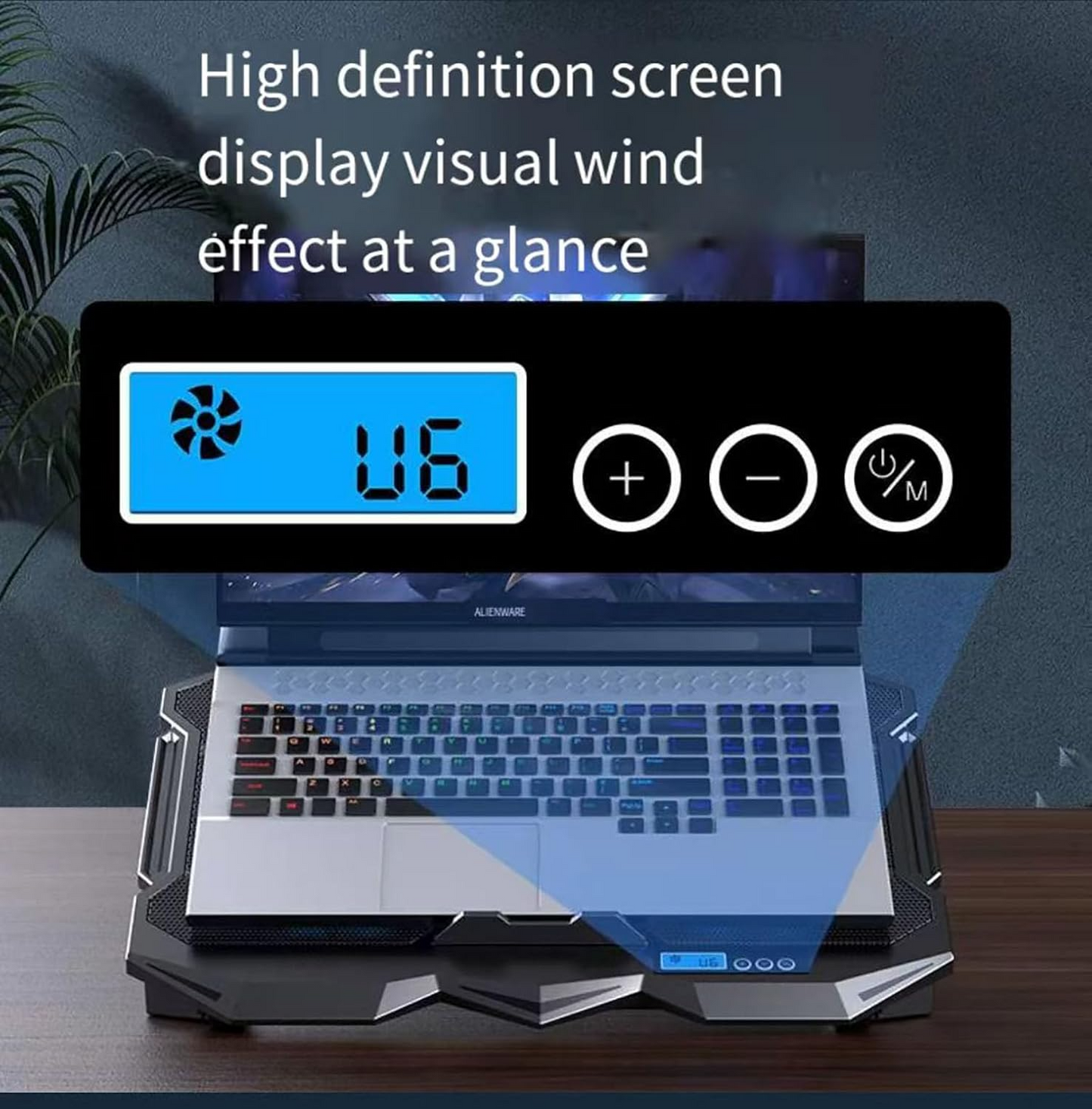 Portable Laptop Cooling Pad – Adjustable Stand with 4 Cooling Fans & LCD Display