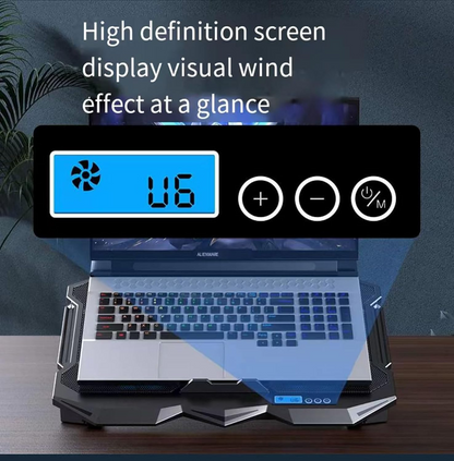 Portable Laptop Cooling Pad – Adjustable Stand with 4 Cooling Fans & LCD Display