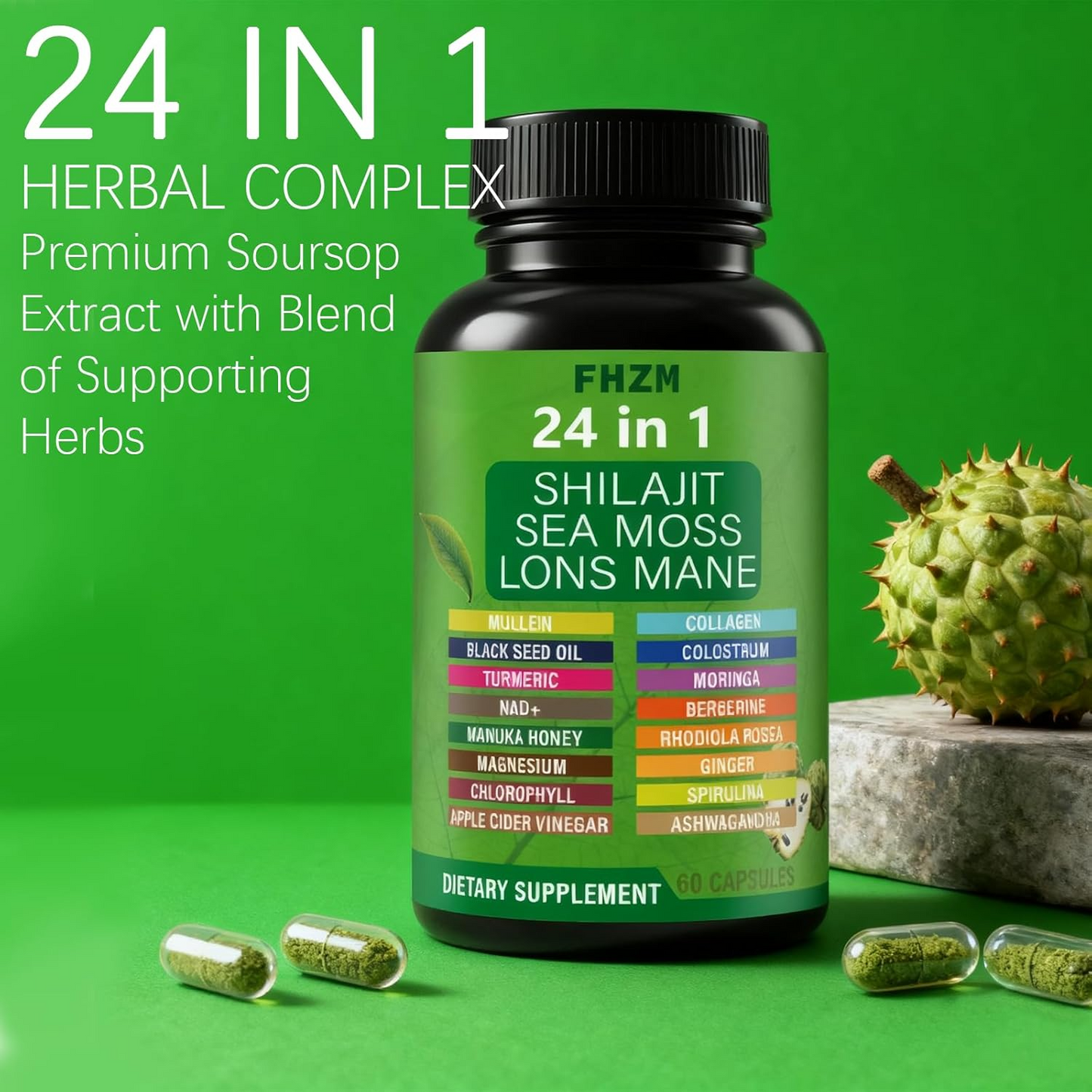 24 in 1 Superfood Capsules – Immune, Gut & Brain Support Blend