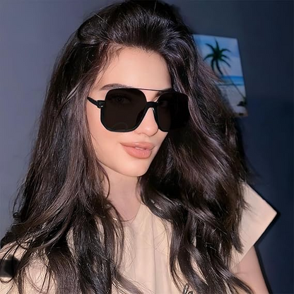 Retro Square Rimless Vintage Double Bridge Half Frame Sunglasses