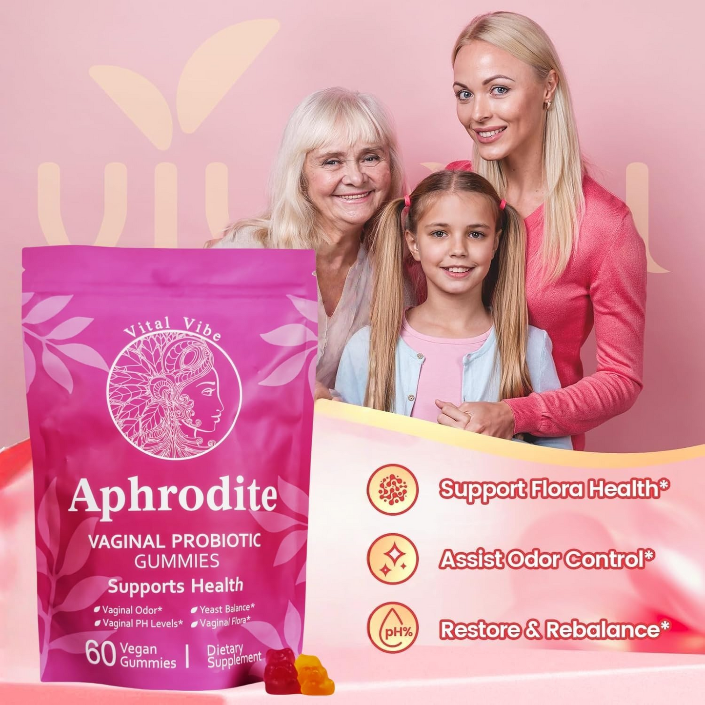 Women's pH Probiotic Gummies Daily Intimate Wellness