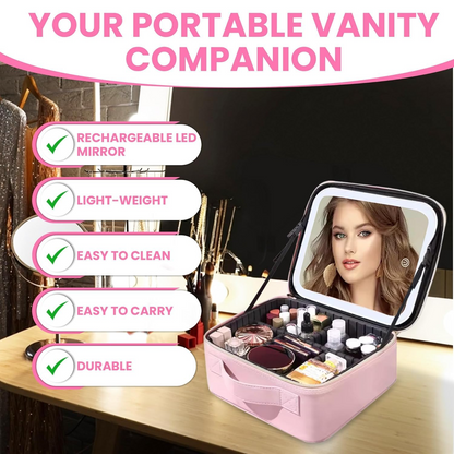 Women's Smart LED Makeup Bag –  Waterproof with LED Mirror