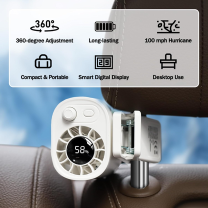 Mini Automotive Clip Fan – 360° Rotating Portable Car Cooling Fan