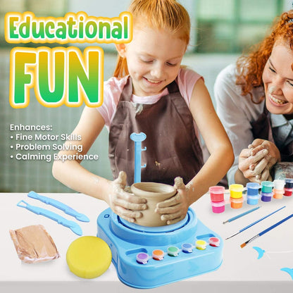 Kids Electric Pottery Wheel Kit DIY Clay Craft & Ceramic Painting Set