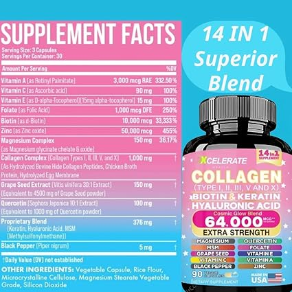 14 in 1 Collagen Capsules – Biotin, Keratin & Vitamin Complex Support